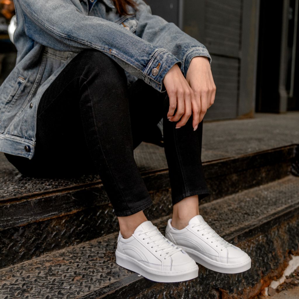 KENZO White Leather Velcro Platform Sneakers | Lyst